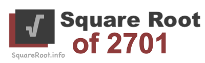 Square Root of 2701 Square Root of 2701