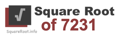 Square Root of 7231 Square Root of 7231